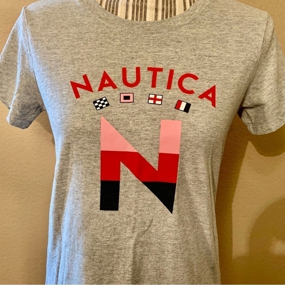 Nautica Tee Small Grey Nautica Graphic Red Pink Navy Blue Int’l Logo Short Slvs - Picture 3 of 14